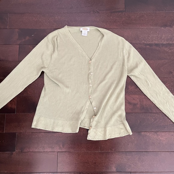 Vintage Green Ribbed Cardigan - Picture 2 of 3